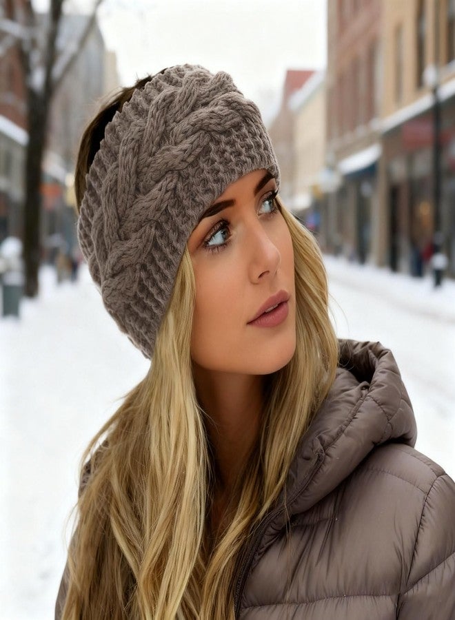 VEEJION 4 Pieces Women Knitted Headbands Winter Warm Twisted Headband with Buttons for Face Mask Cover Cold Weather Head Wrap Hair Bands for Ear Warmer - Image 3